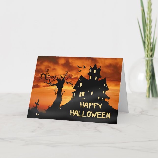 Carte Bonne Halloween Haunted House Card (Devant)