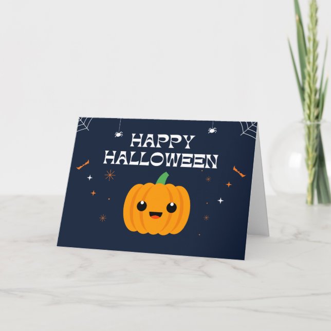 Carte Bonne Halloween Smiling Citrouille Card Enfants Ad (Devant)