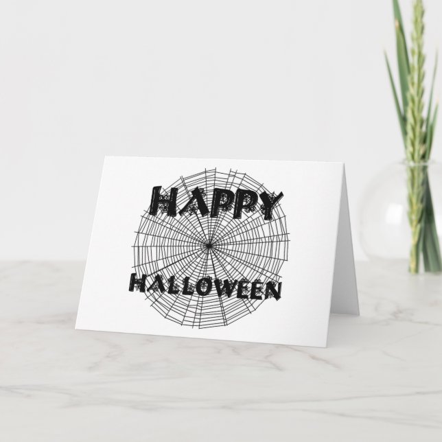 Carte Bonne Halloween sur Spider Web Text Card (Devant)