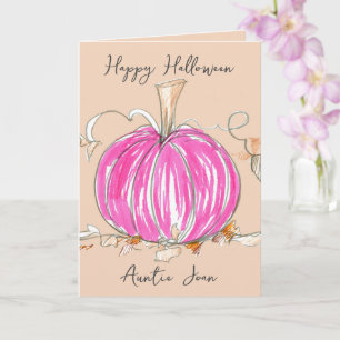 Carte Bonne Halloween Tante Citrouille rose Pinkoween