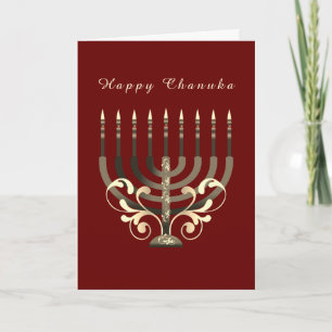 Carte Bonne Hanoukka menorah décorative étoile de David