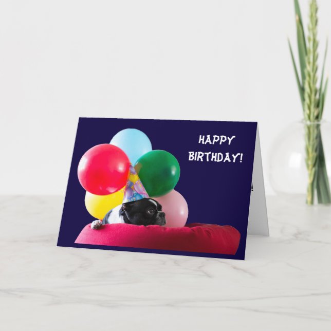 Carte Bonne humeur de chien d'anniversaire avec des ball (Devant)