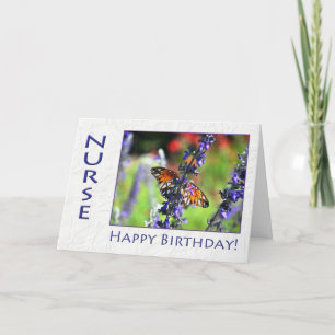 Carte Bonne infirmière d'anniversaire papillon floral
