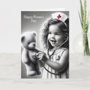 Carte Bonne infirmière de jour avec ours en peluche