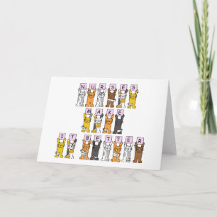 Carte Bonne journée des infirmières Cartoon Chats en ban