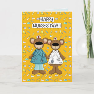 Carte Bonne Journée des infirmières. Nounours mignons