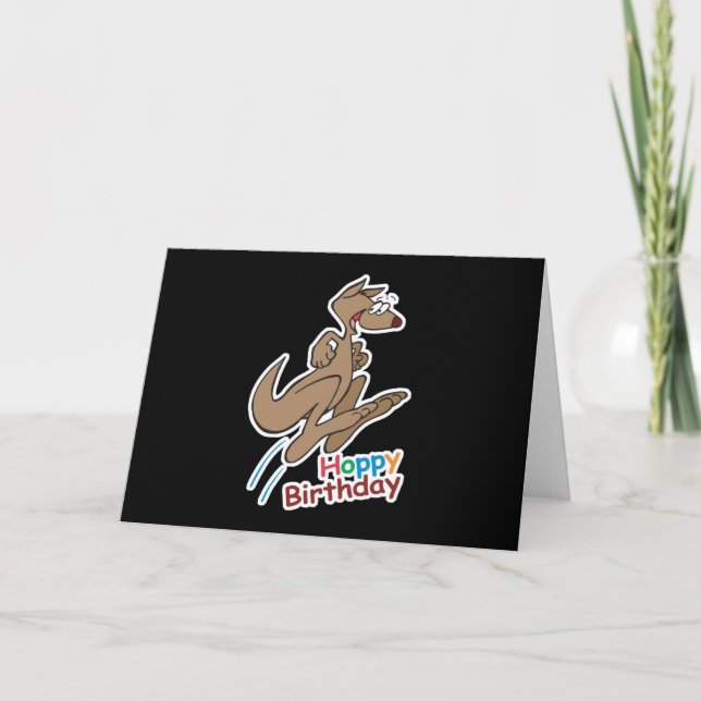 Carte bonne joyeuse anniversaire kangourou (Devant)