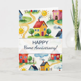 Carte Bonne maison Anniversaire mignon Motif de quartier