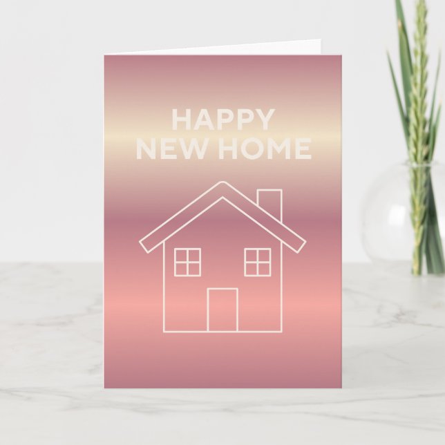 Carte Bonne Maison Nouvelle - Dégradé Rose  (Devant)