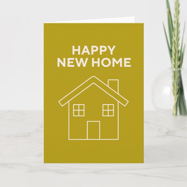 Carte Bonne Maison Nouvelle - Fond moutarde (Devant)