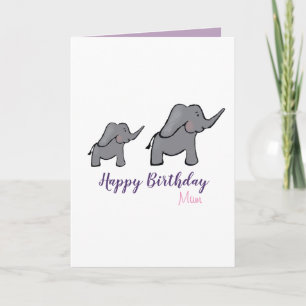 Carte Bonne maman d'anniversaire mignonne éléphant mère 