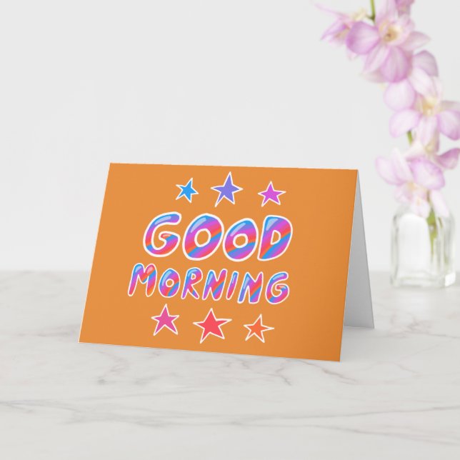 Carte BONNE MATINÉE Colorée Cool Stripes PERSONNALISÉ (Orchidée)