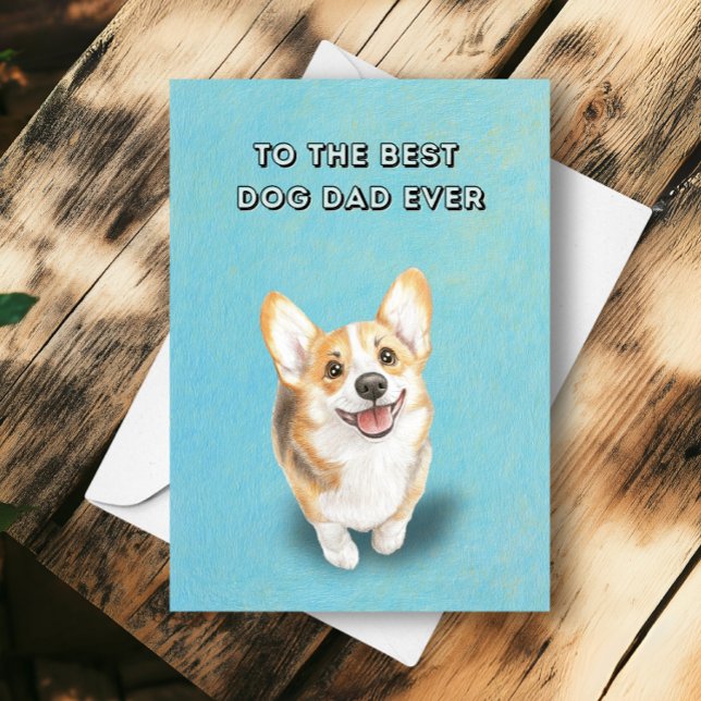 Carte Bonne mignonne Corgi meilleur chien papa jamais Fê (Créateur téléchargé)