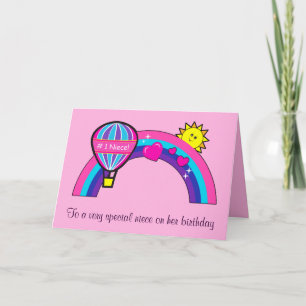 Carte Bonne nièce d'anniversaire avec soleil et arc-en-c