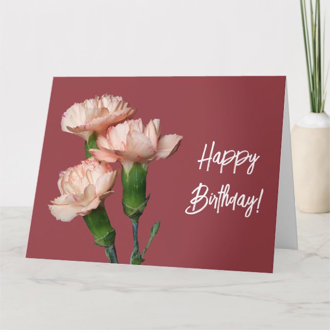 Carte Bonne oeillet rose pâle d'anniversaire joli joli f (Devant)