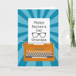 Carte Bonne papy de Fête des pères avec machine à écrire
