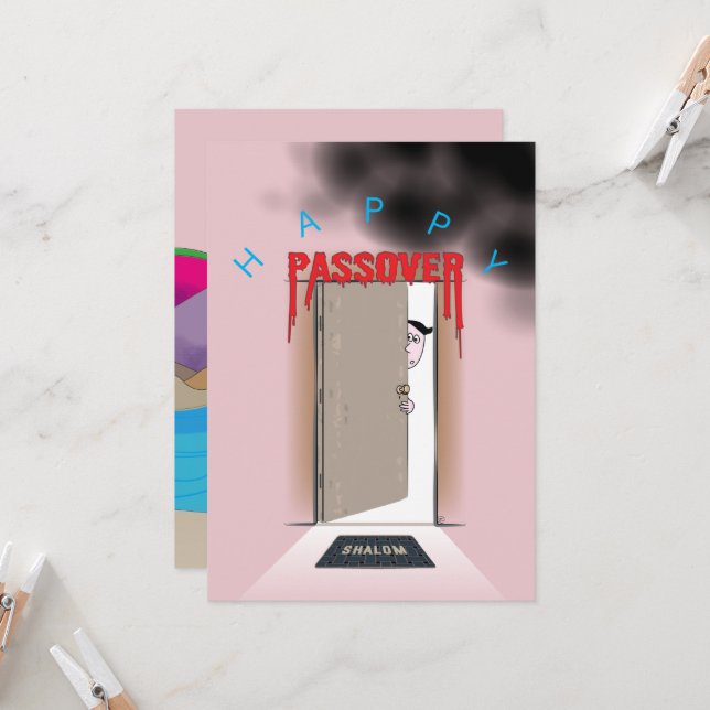 Carte Bonne Pâque Exode Cartoon Salutation (Devant/Arrière en situation)