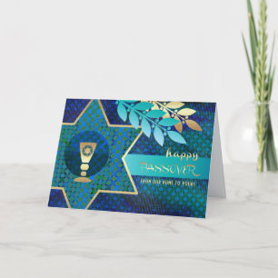 Carte Bonne Pâque. Star of David and Kiddush Cup