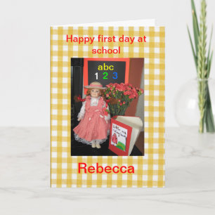 Carte Bonne première journée à l'école Rebecca