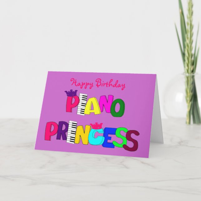 Carte Bonne princesse Piano Anniversaire (Devant)