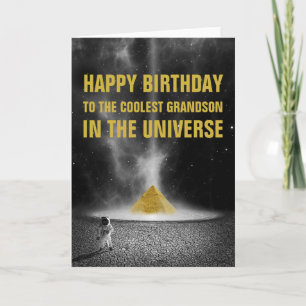 Carte Bonne Pyramide spatiale d'anniversaire avec astron