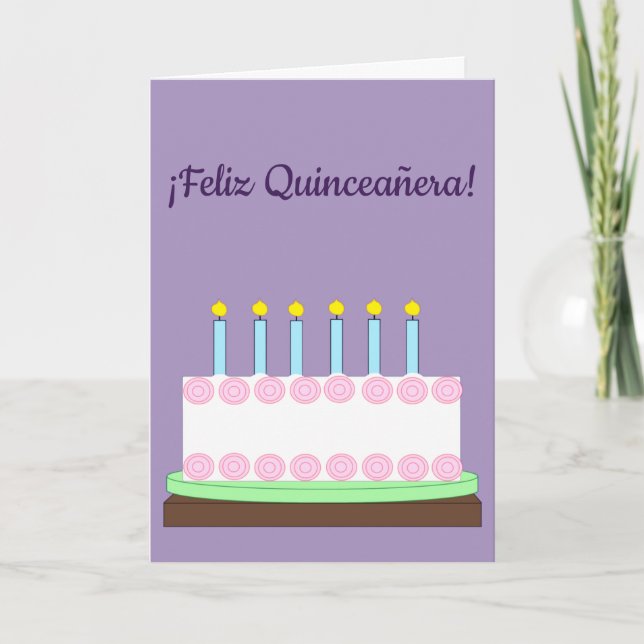 Carte Bonne Quinceañera en espagnol : Lavender Blank (Devant)