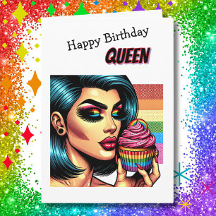 Carte Bonne reine d'anniversaire Femme LGBTQIA Trans