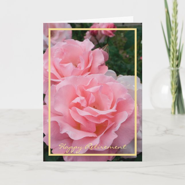 Carte Bonne retraite désire roses roses roses élégantes (Devant)