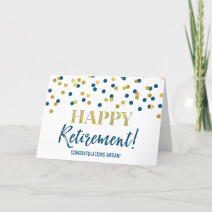 Carte Bonne retraite Félicitations Blue Gold Dots