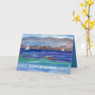 Carte Bonne retraite Kayak Voiliers Lac