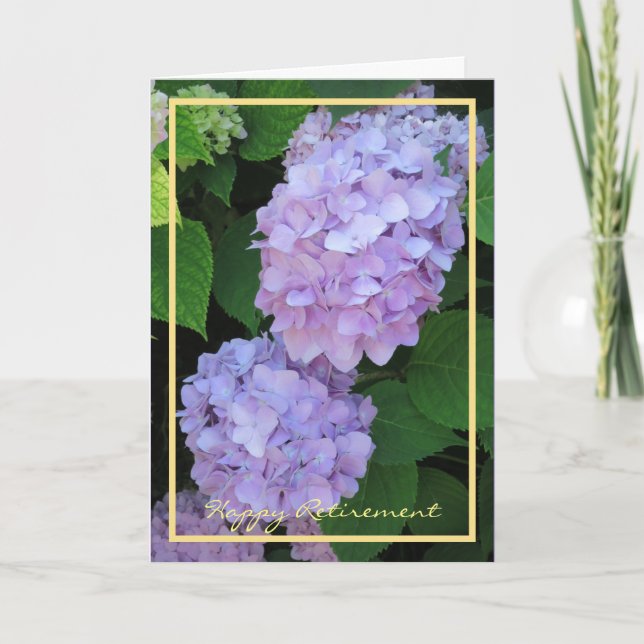 Carte Bonne Retraite Souhaite Hydrangée Violette Élégant (Devant)