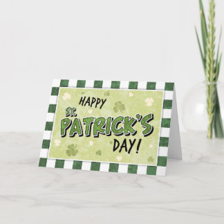 Carte Bonne Saint Patrick - Shamrock et En vichy