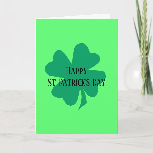 Carte Bonne Saint Patrick's Day Green Irish Shamrock 202 (Devant)