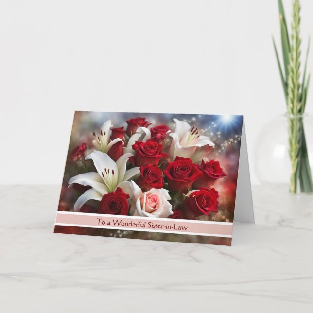 Carte Bonne Saint-Valentin à ma belle-soeur avec des fle (Devant)