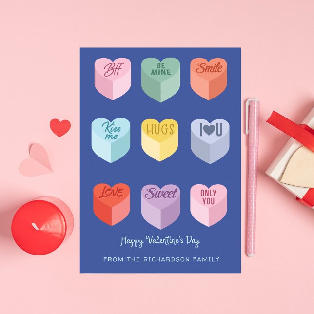 Carte Bonne Saint Valentin Candy Heart Messages Card (Happy Valentine Day Candy Heart Messages Card)
