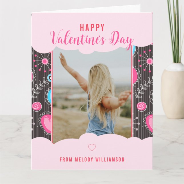 Carte Bonne Saint Valentin Whimsy Pink Blue Heart Nom de (Devant)