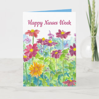 Carte Bonne semaine des infirmières Merci Zinnia Flowers