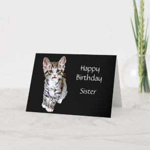 Carte Bonne Soeur d'Anniversaire Personnalisé Voeux Kitt