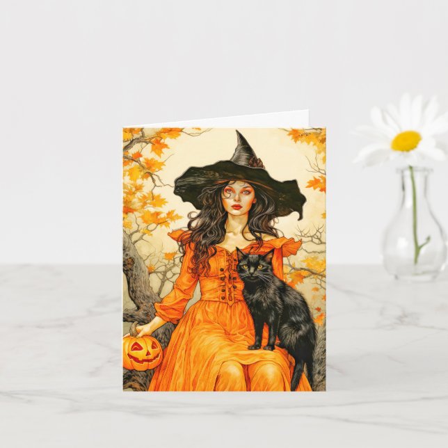 Carte Bonne sorcière d'automne Halloween (Petite plante)