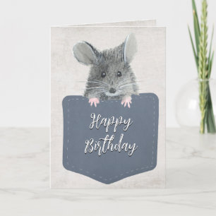 Carte Bonne Souris D'Anniversaire À Pocket