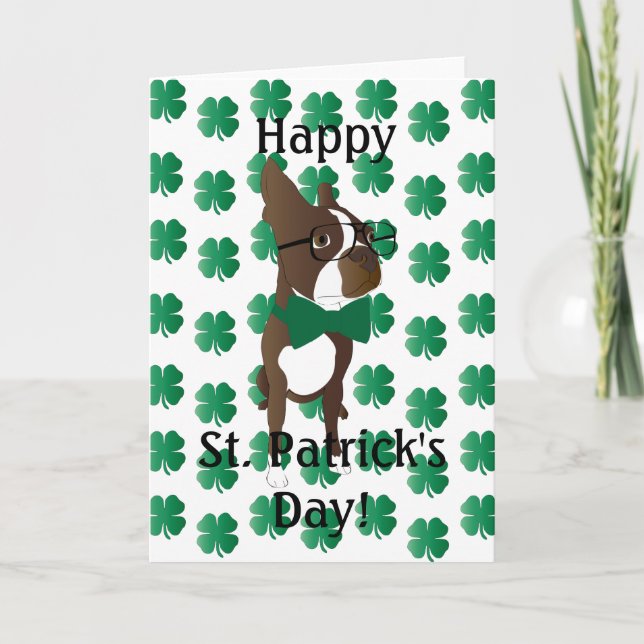 Carte Bonne St. Patrick's Day Boston Terrier Card (Devant)