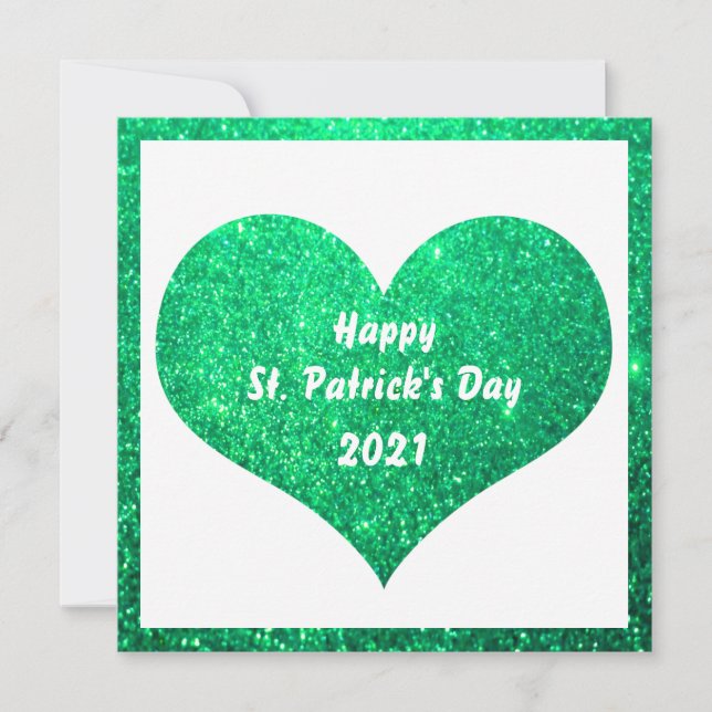 Carte Bonne St Patrick's Day Parties scintillant verte C (Devant)