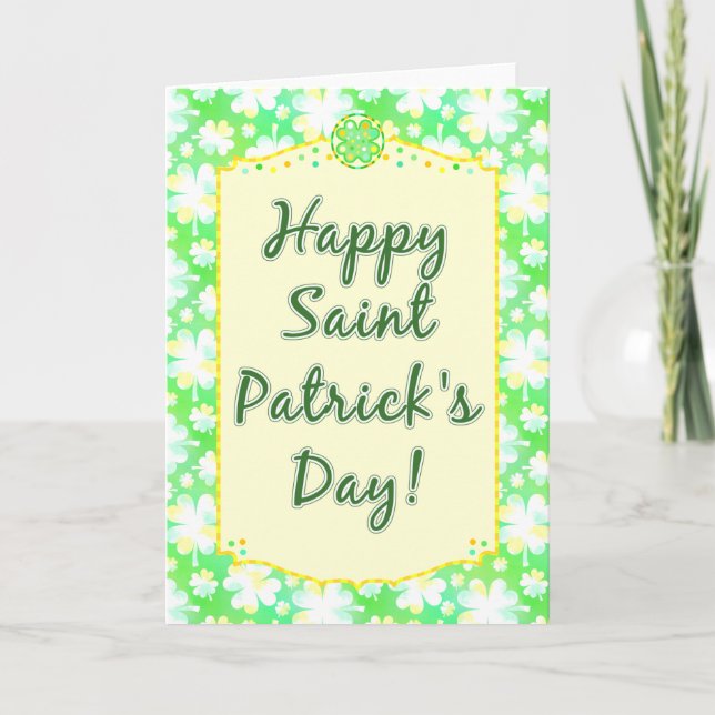 Carte Bonne St Patrick's Day Shamrocks Aquarelle rétro (Devant)