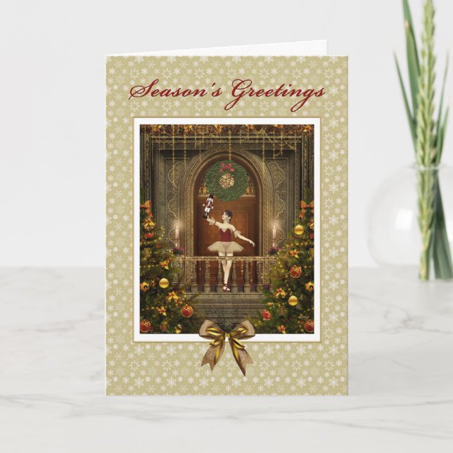 Carte Bonnes Fêtes Ballerina et Nutcracker (Devant)