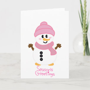 Carte Bonnes Fêtes de neige rose hiver