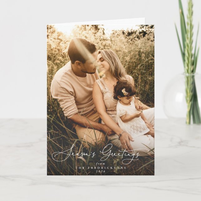 Carte Bonnes Fêtes élégantes Photo de Noël (Devant)