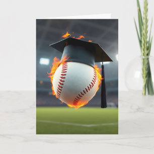Carte Bonnet de fin d'études sur un baseball flamboyant