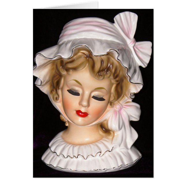 Carte Bonnet Rosée vintage Lady Head Vase (Devant)