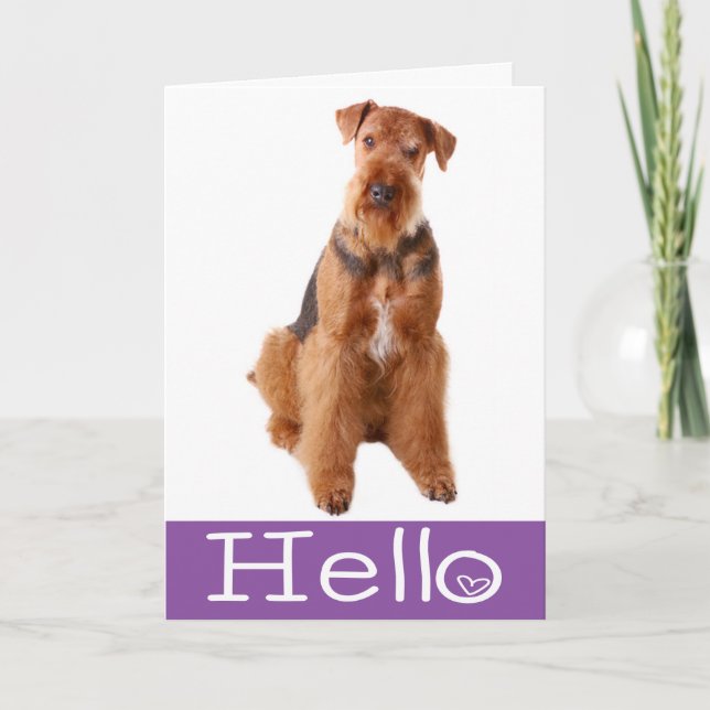 Carte Bonsoir Airedale Puppy Dog Purple Card - Verso (Devant)