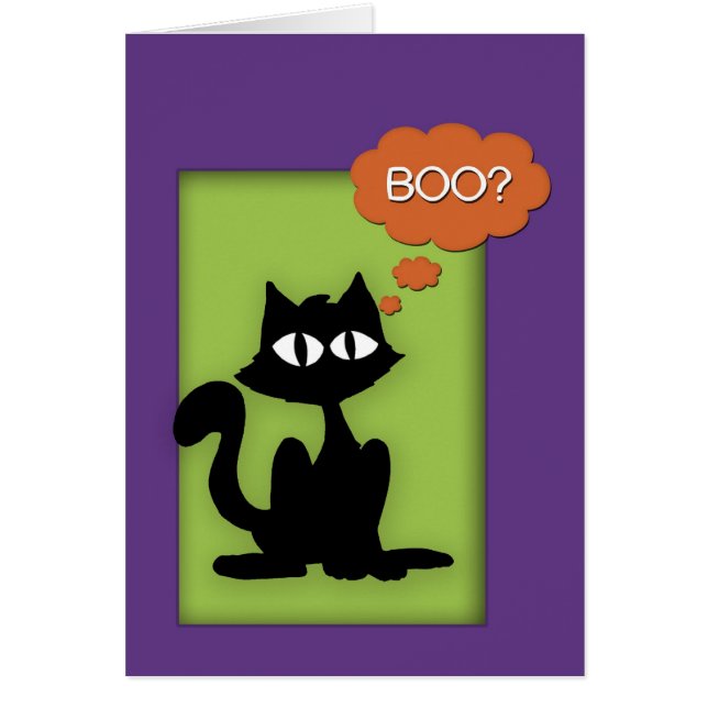 Carte Boo Black Kitty Halloween (Devant)